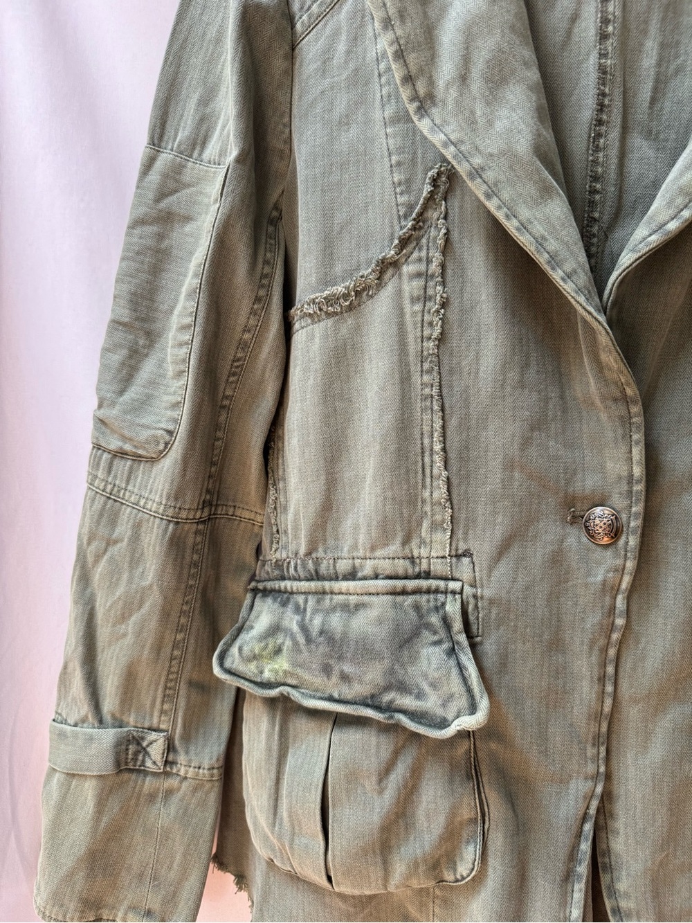 Free People Harlow Blazer Olive‎ Green Utility Military Jacket Size Small - Picture 3 of 9